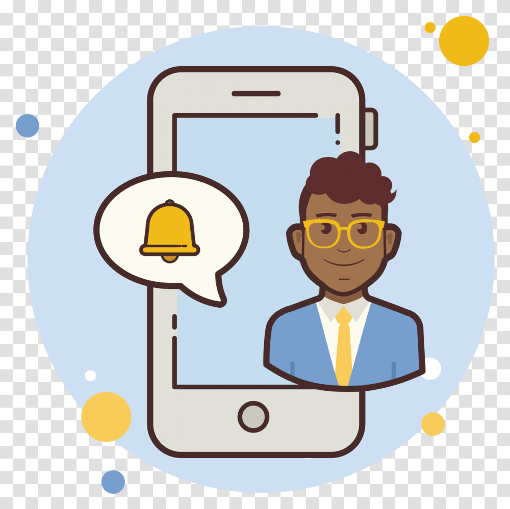 Man Phone Notification Bell Icon Private Account Cartoon, Electronics, Security, Hardhat Transparent Png