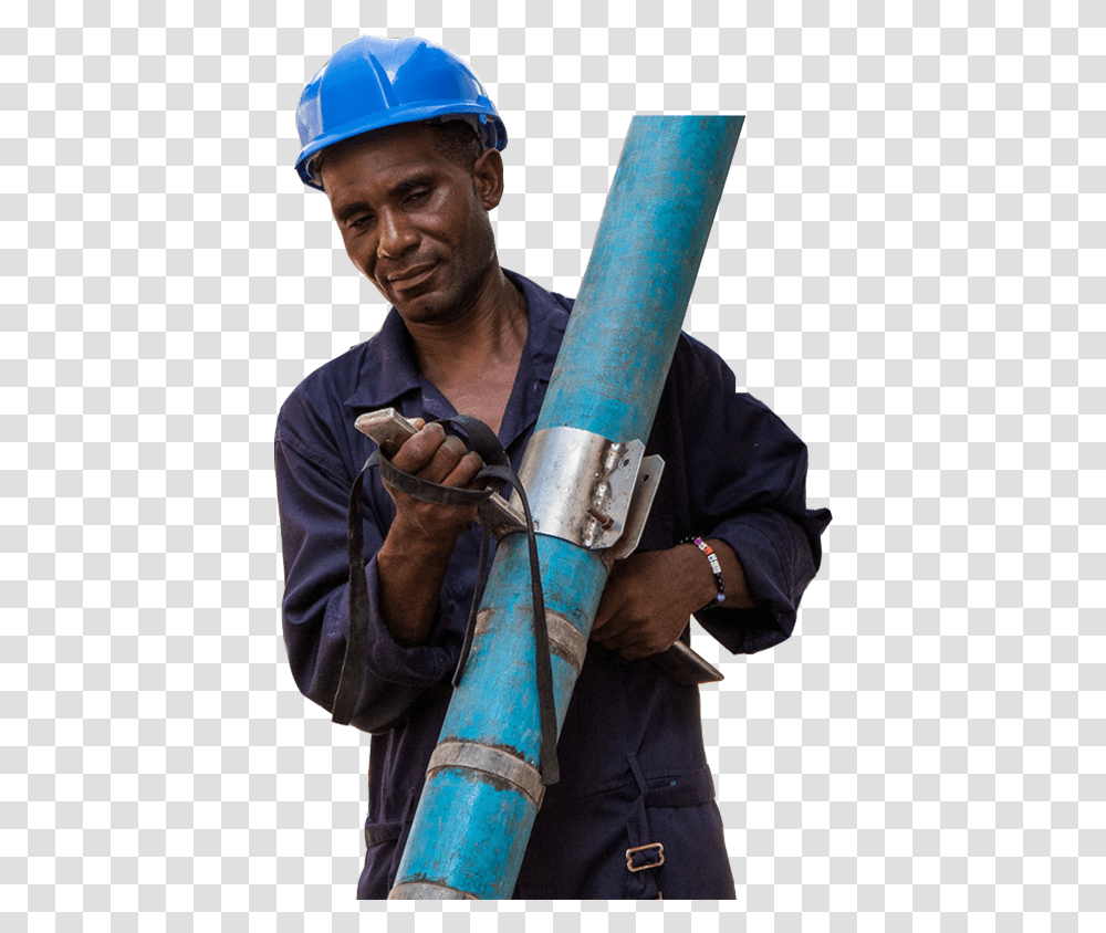 Man Pipe Worker African, Person, Human, Helmet Transparent Png