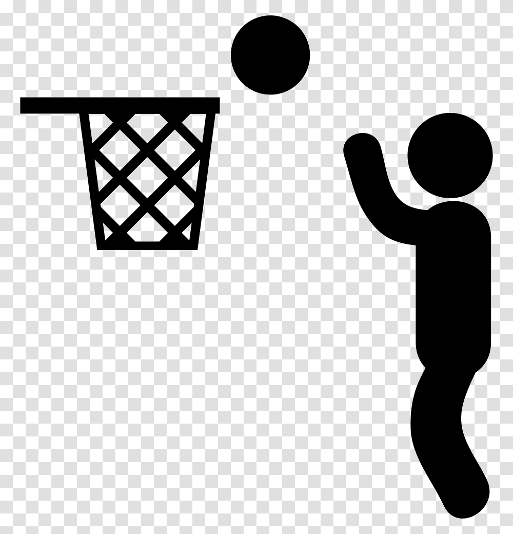 Man Playing Basketball Play Basketball Icon, Person, Stencil, Silhouette Transparent Png