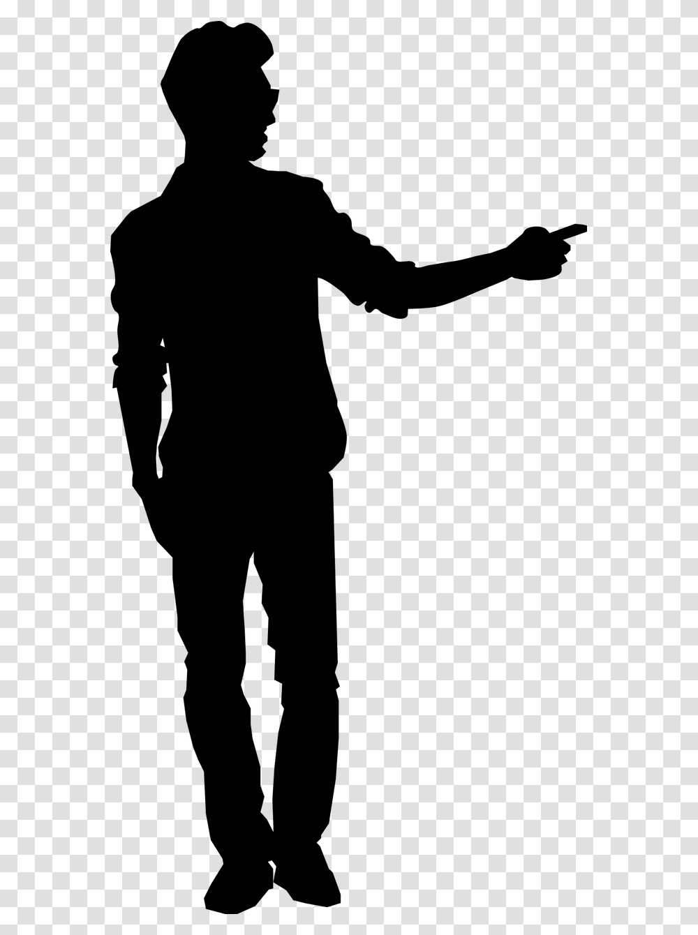 Man Pointing Man Pointing Silhouette, Gray, World Of Warcraft Transparent Png