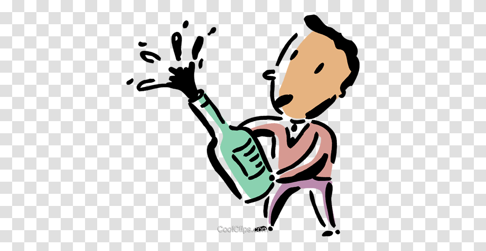 Man Popping The Cork On A Champagne Bottl Royalty Free Vector Clip, Drawing, Outdoors Transparent Png