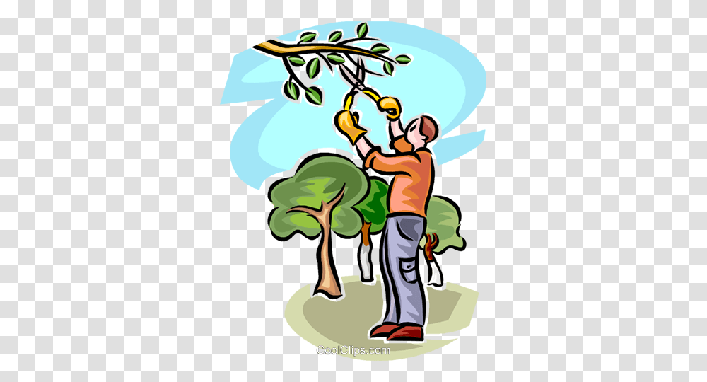 Man Pruning A Tree Royalty Free Vector Clip Art Illustration, Outdoors, Water, Advertisement, Drawing Transparent Png