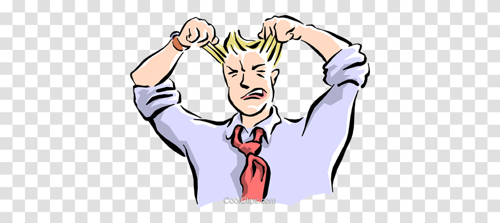 Man Pulling His Hair Out Royalty Free Vector Clip Art Illustration, Tie, Accessories, Accessory, Necktie Transparent Png