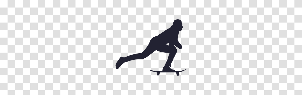Man Pushing Skateboard Silhouette, Person, Human, Wildlife, Animal Transparent Png