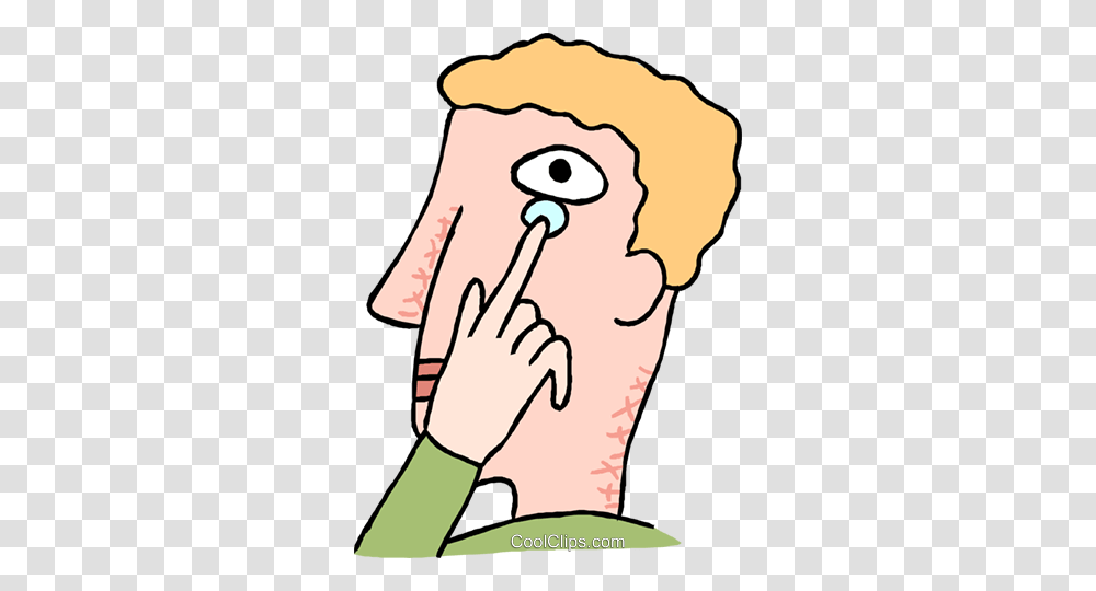Man Putting In A Contact Lens Royalty Free Vector Clip Art, Heel, Ear, Finger, Face Transparent Png