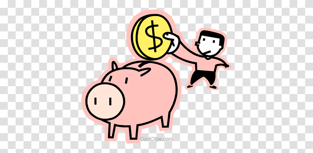 Man Putting Money In His Piggy Bank Royalty Free Vector Clip Art, Mammal, Animal Transparent Png