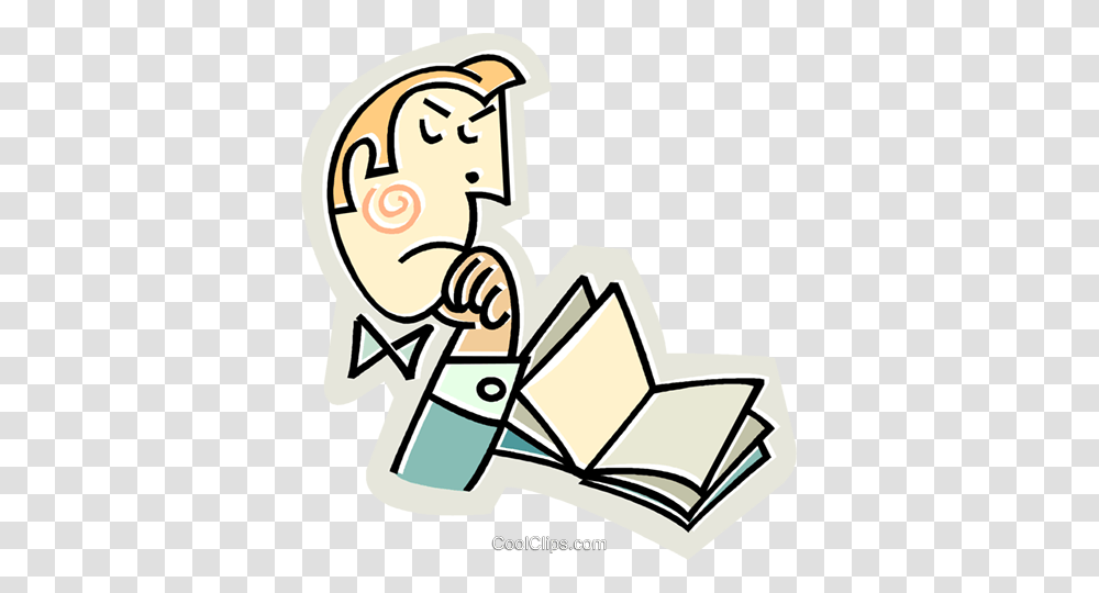 Man Reading A Book Royalty Free Vector Clip Art Illustration, Outdoors, Washing, Garden Transparent Png