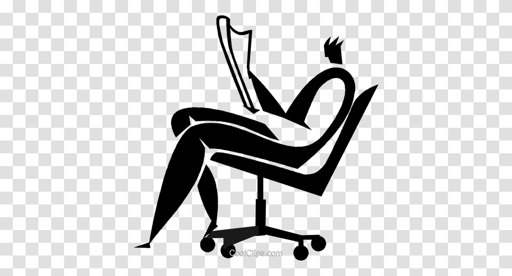 Man Reading A Newspaper In A Chair Royalty Free Vector Clip Art, Furniture, Silhouette, Antelope, Leisure Activities Transparent Png