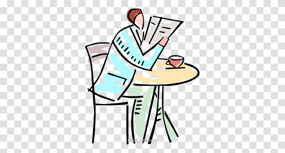 Man Reading Newspaper And Having Coffee Royalty Free Vector Clip, Drawing, Doodle Transparent Png