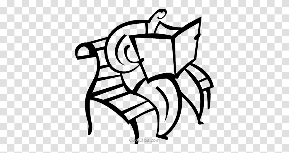 Man Reading The Newspaper On Park Bench Royalty Free Vector Clip, Stencil, Furniture, Doodle Transparent Png