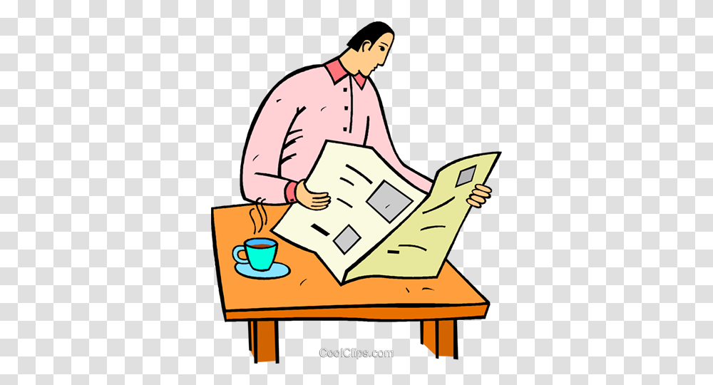 Man Reading The Newspaper Royalty Free Vector Clip Art, Poster, Advertisement, Carton Transparent Png