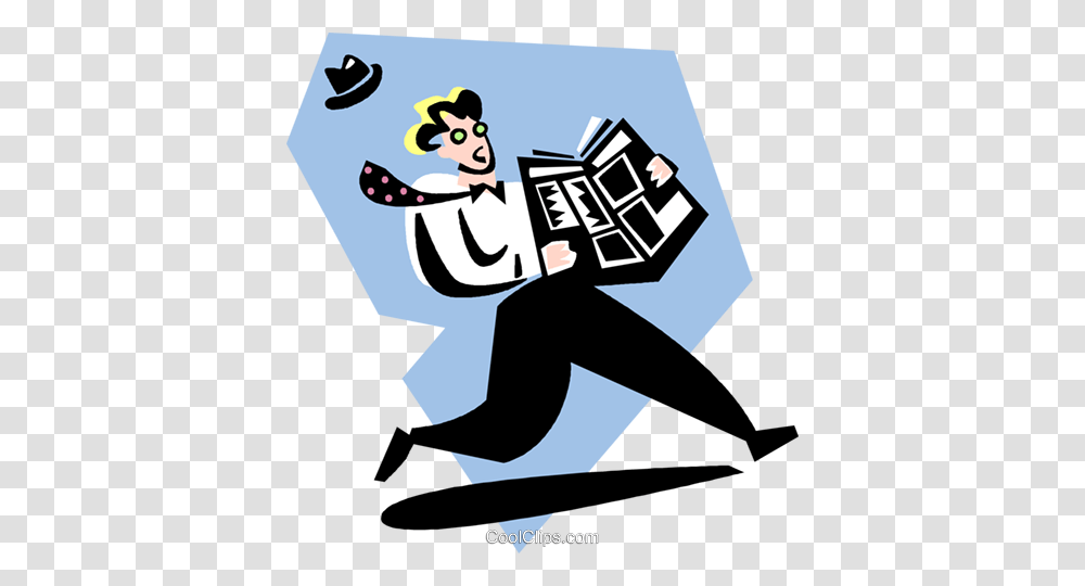 Man Reading The Paper On A Windy Day Royalty Free Vector Clip Art, Poster, Advertisement, Person Transparent Png