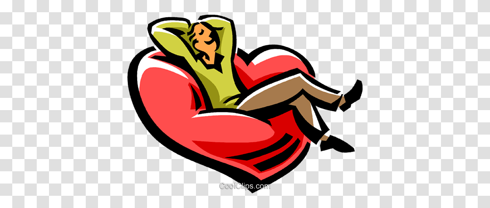Man Relaxing In A Heart Shaped Chair Royalty Free Vector Clip Art, Furniture, Person, Couch, Kart Transparent Png