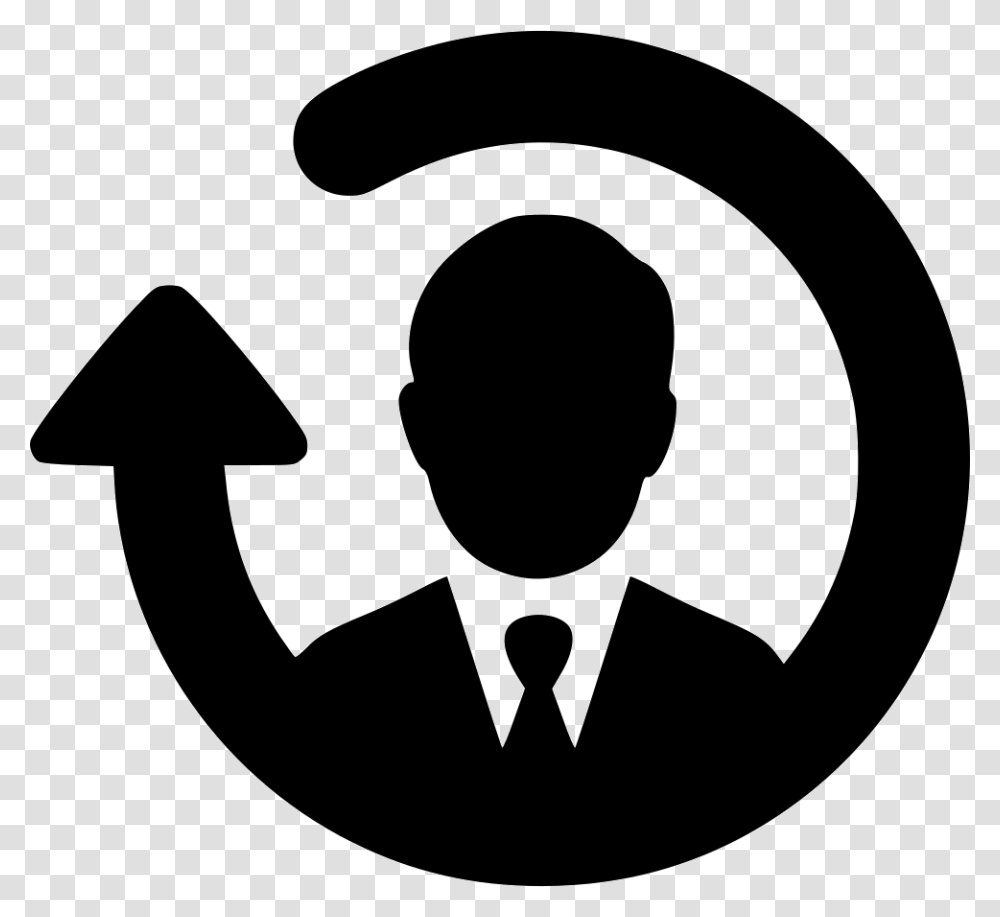 Man Reload Refresh Start Icon Black And White Productivity, Stencil, Logo, Trademark Transparent Png