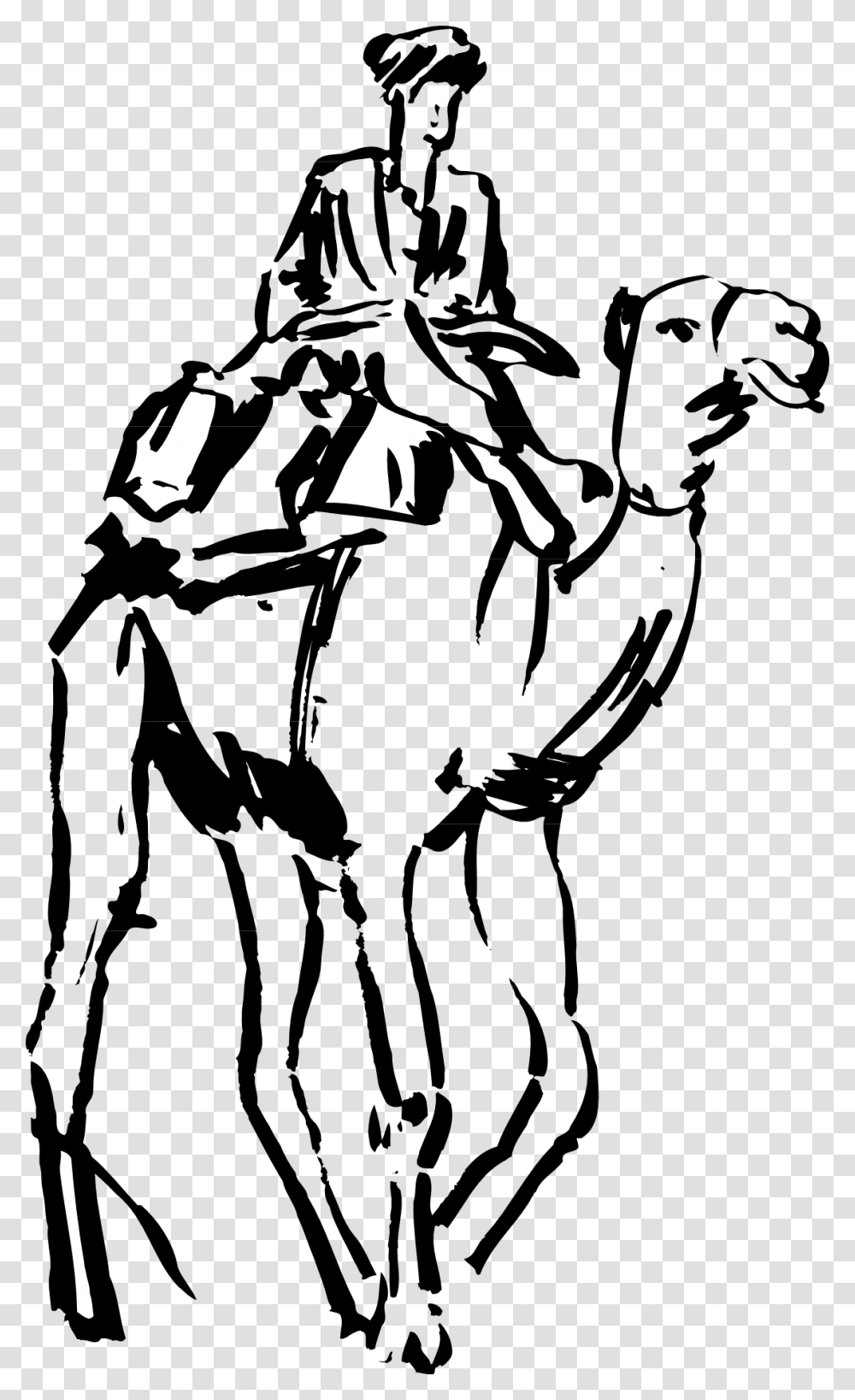 Man Riding A Camel Coloring, Stencil, Musician, Musical Instrument, Music Band Transparent Png