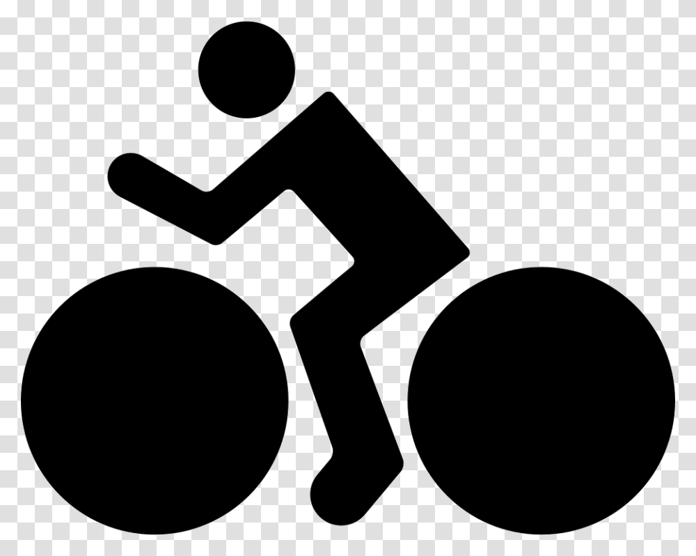 Man Riding On A Bike Bike Riding White Icon, Stencil, Hammer, Tool Transparent Png