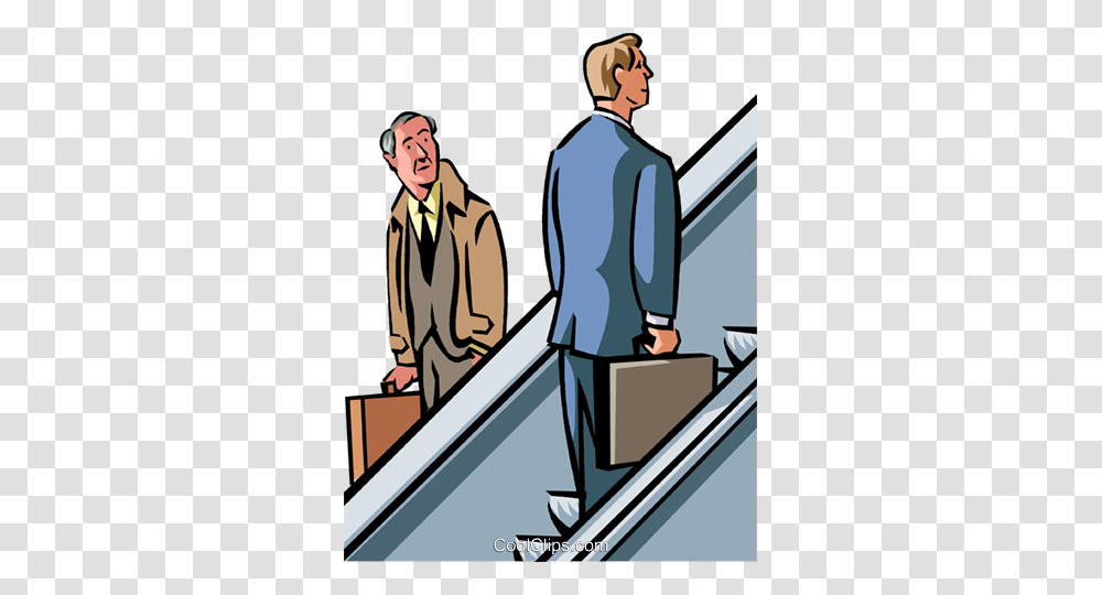 Man Rising Up The Corporate Ladder Royalty Free Vector Clip Art, Person, Bag, Briefcase, Handrail Transparent Png
