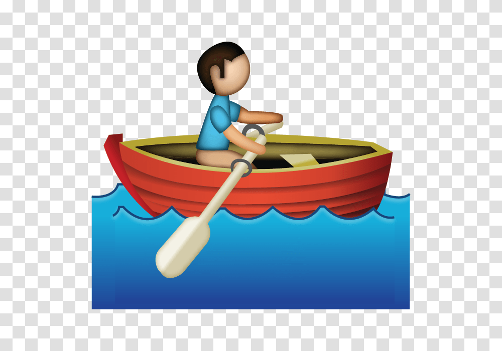 Man Rowing Emoji Rowing Emoji, Boat, Vehicle, Transportation, Rowboat Transparent Png