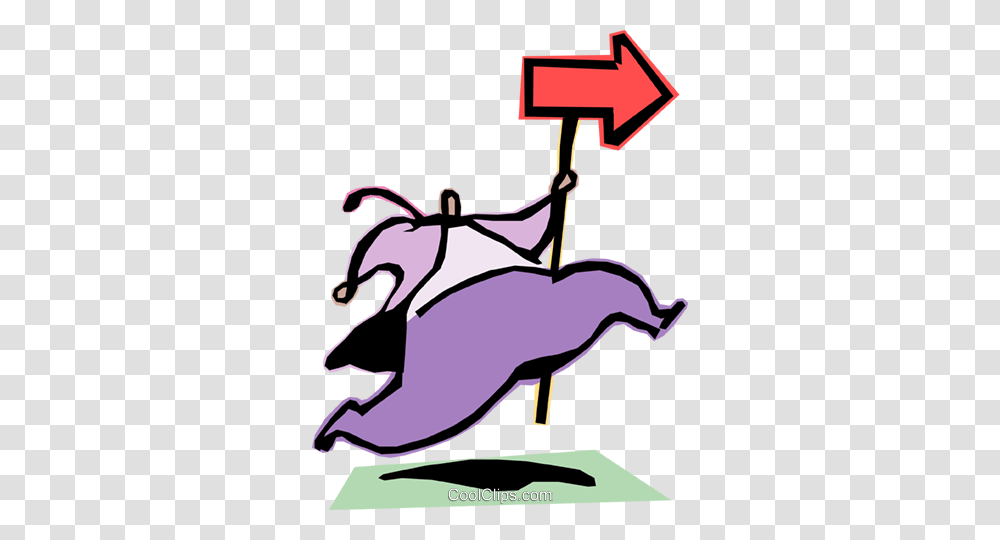 Man Running With Direction Sign Royalty Free Vector Clip Art, Antelope, Wildlife, Mammal, Animal Transparent Png