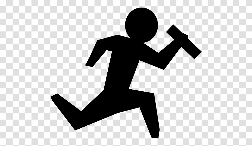 Man Running With Object Svg Clip Arts Stick Figure Running, Silhouette, Cross, Stencil Transparent Png