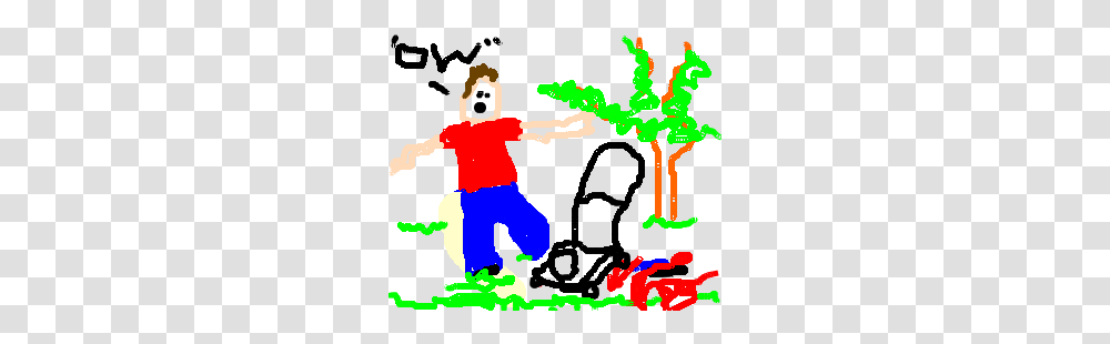 Man Runs Over Foot With Lawn Mower Drawing, Person, Washing, People Transparent Png