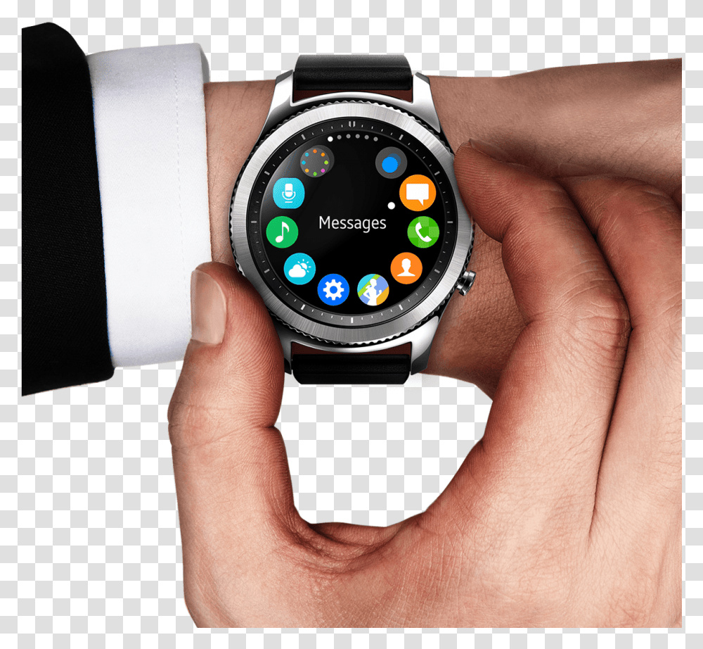 Man's Hand And Arm Wearing A Suit Samsung Gear S3 Price In Pakistan, Person, Human, Wristwatch, Finger Transparent Png