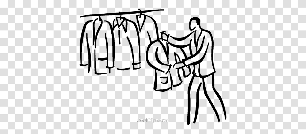 Man Shopping For A Suit Royalty Free Vector Clip Art Illustration, Alphabet, Drawing, Handwriting Transparent Png