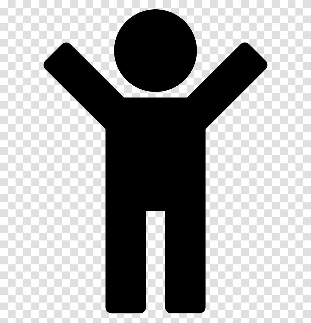 Man Silhouette With Raised Arms Icon Free Download, Hand, Hammer, Tool Transparent Png