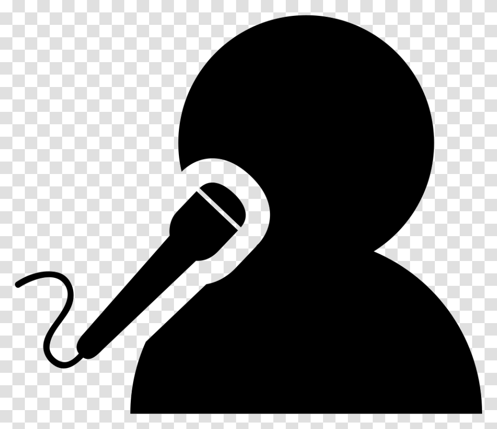 Man Singing With A Microphone Icon Free Download, Silhouette, Stencil, Hammer, Tool Transparent Png