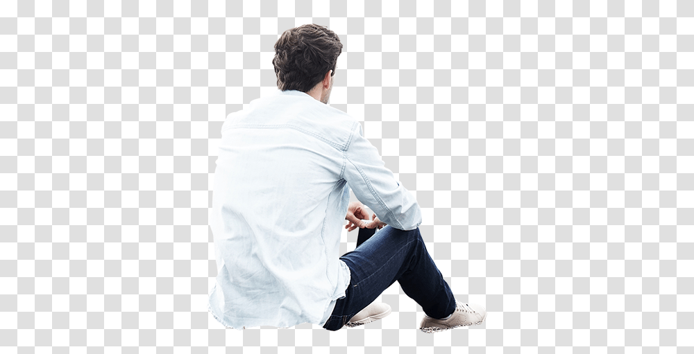 Man Sitting Human Sitting Back View, Clothing, Apparel, Person, Sleeve Transparent Png