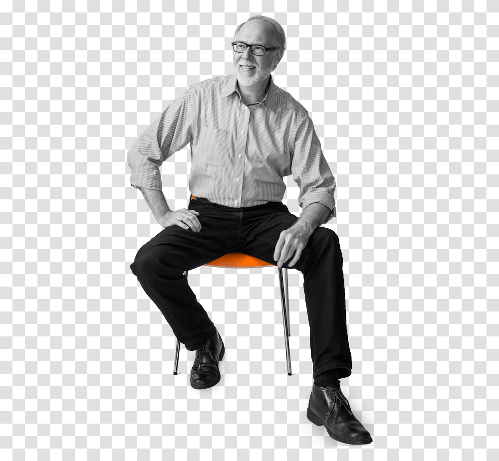 Man Sitting In Chair Sitting, Apparel, Shirt, Person Transparent Png