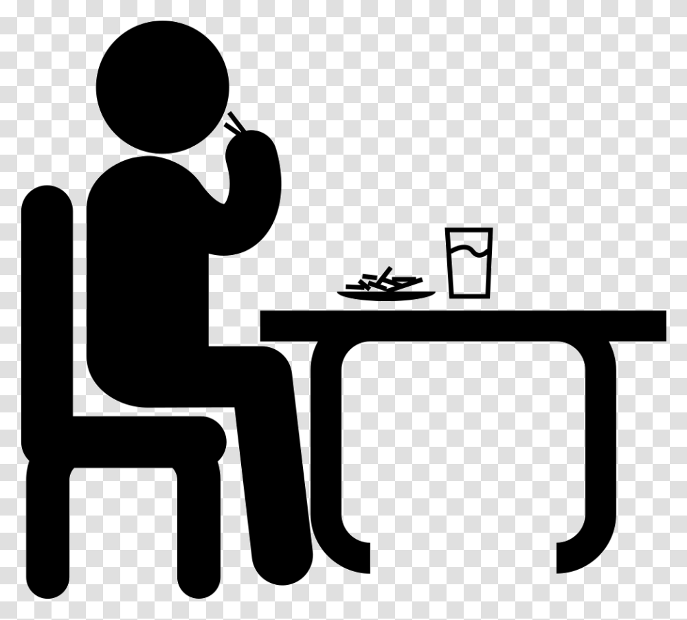 Man Sitting In Front Of A Table Eating And Drinking While Having, Person, Silhouette, Audience, Crowd Transparent Png