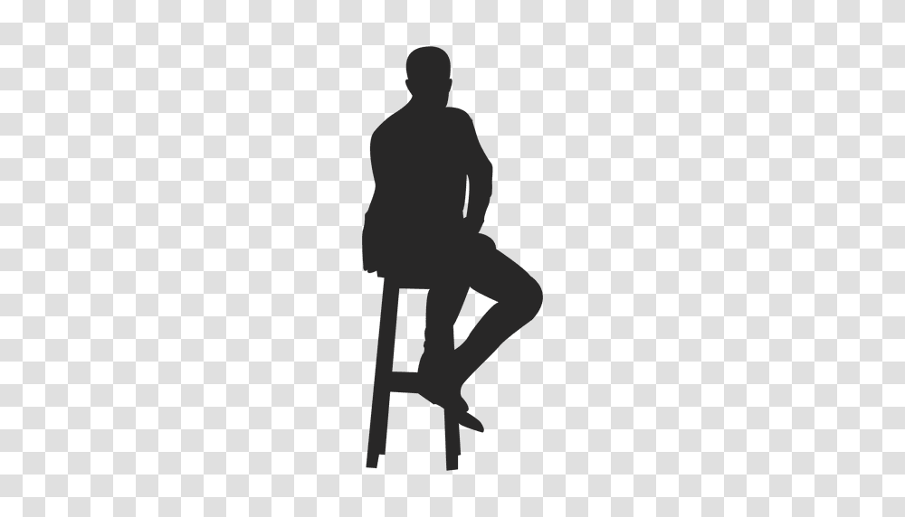 Man Sitting On Stool, Standing, Person, Silhouette, Kneeling Transparent Png