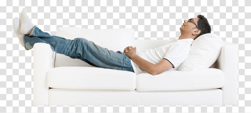Man Sleeping Cleaning Service Sleeping On Bed, Person, Human, Couch, Furniture Transparent Png