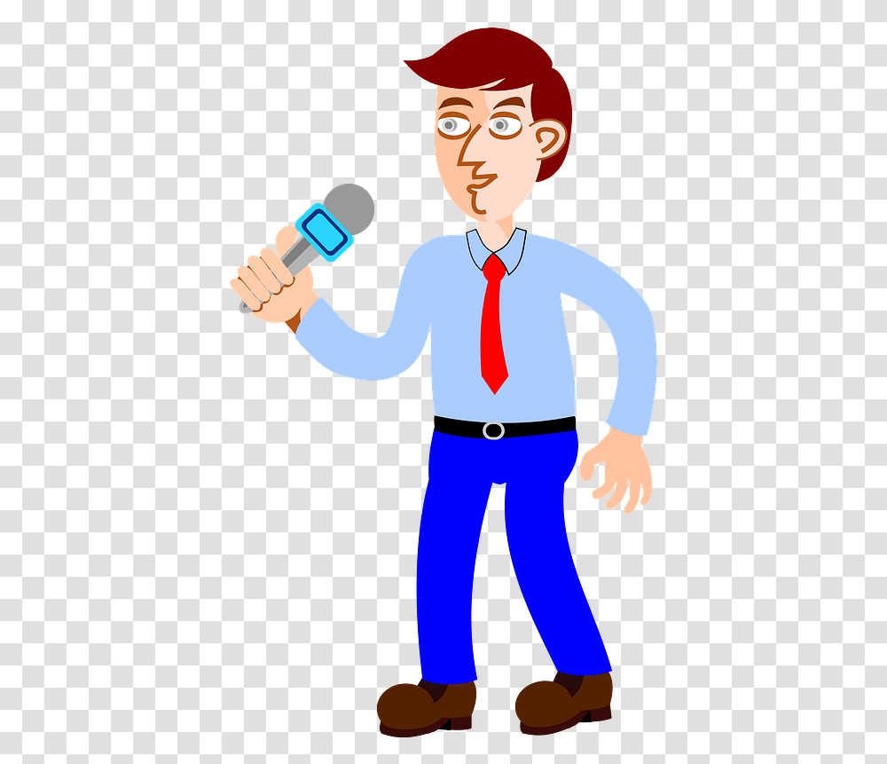 Man Speaking In A Microphone Clipart Free Download Man Speaking With Microphone Clipart, Person, Human, Performer, Karaoke Transparent Png