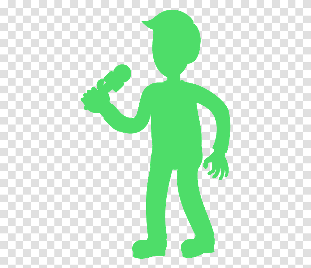 Man Speaking In A Microphone Silhouette Clip Art, Green, Person, Human, Alien Transparent Png