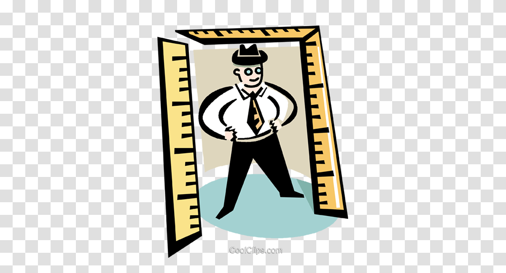 Man Standing In A Doorway Of Rulers Royalty Free Vector Clip Art, Poster, Advertisement, Person Transparent Png