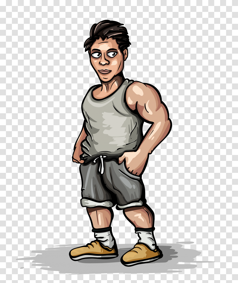 Man Standing In Shorts And Wrestling T Shirt Free Vectors, Person, Human, Apparel Transparent Png