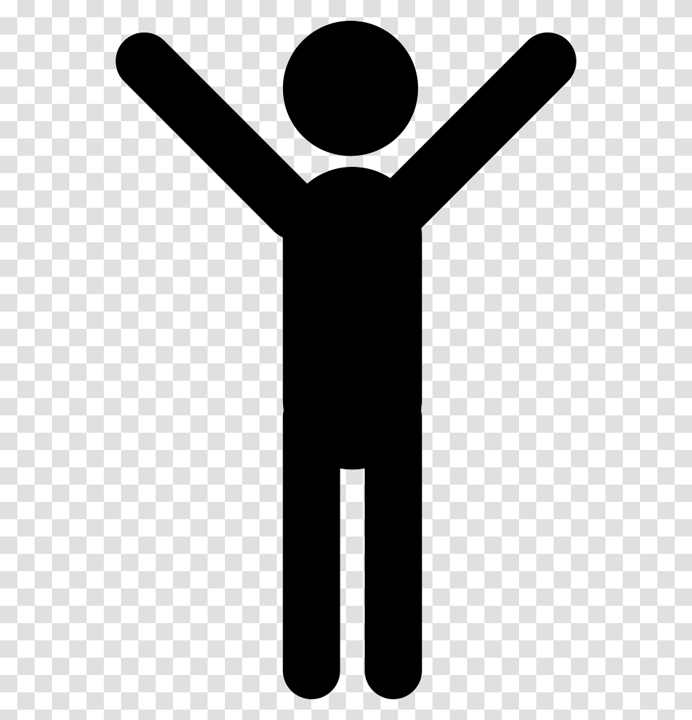Man Standing With Arms Up Vector Man Standing Icon, Hand, Cross, Stencil Transparent Png