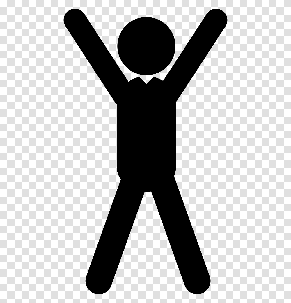 Man Standing With Extended Arms Over His Head Arms Raised Icon, Silhouette, Stencil, Hand Transparent Png