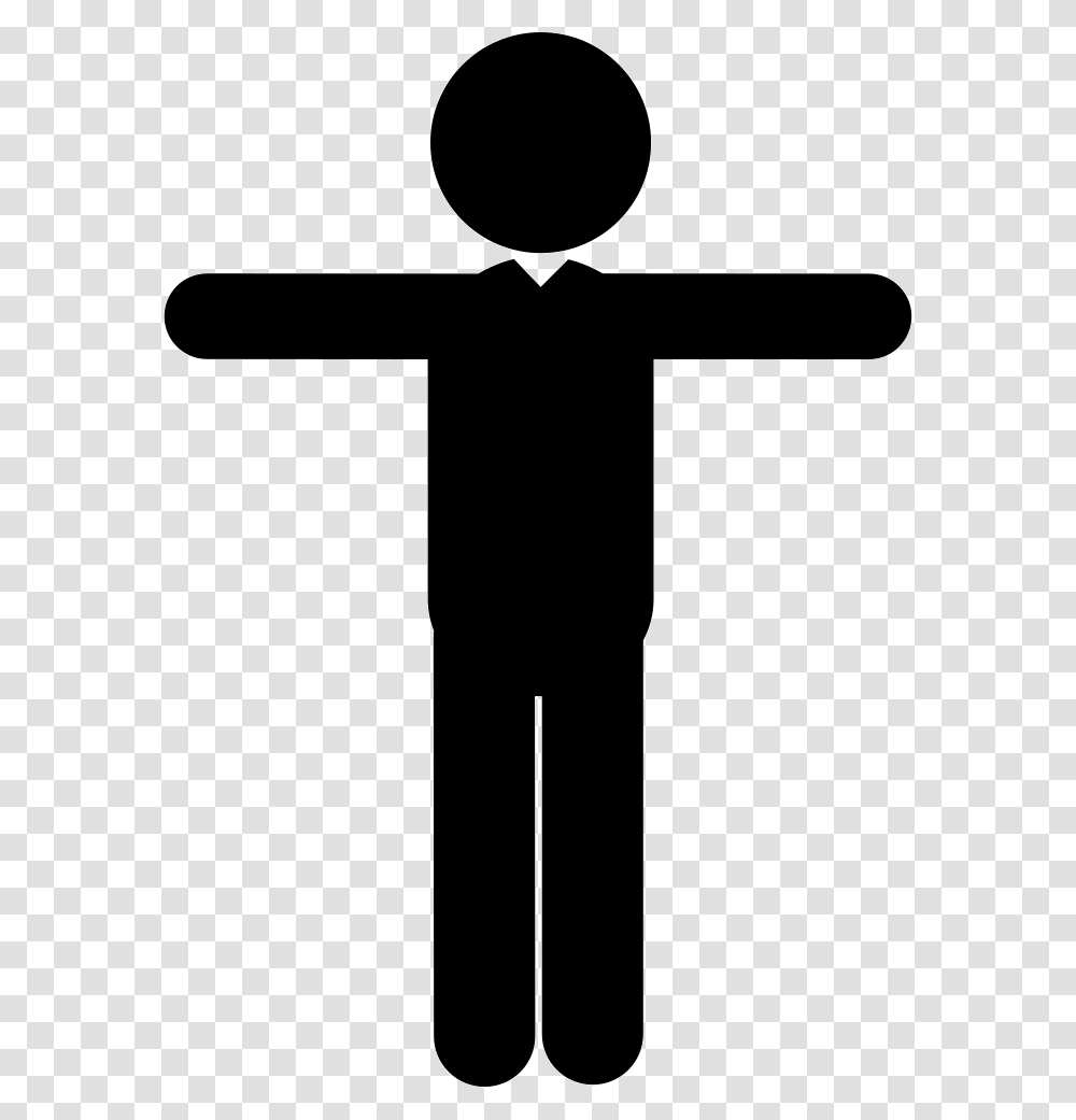 Man Standing With Extended Arms To Sides Icon Free, Silhouette, Cross, Crowd Transparent Png
