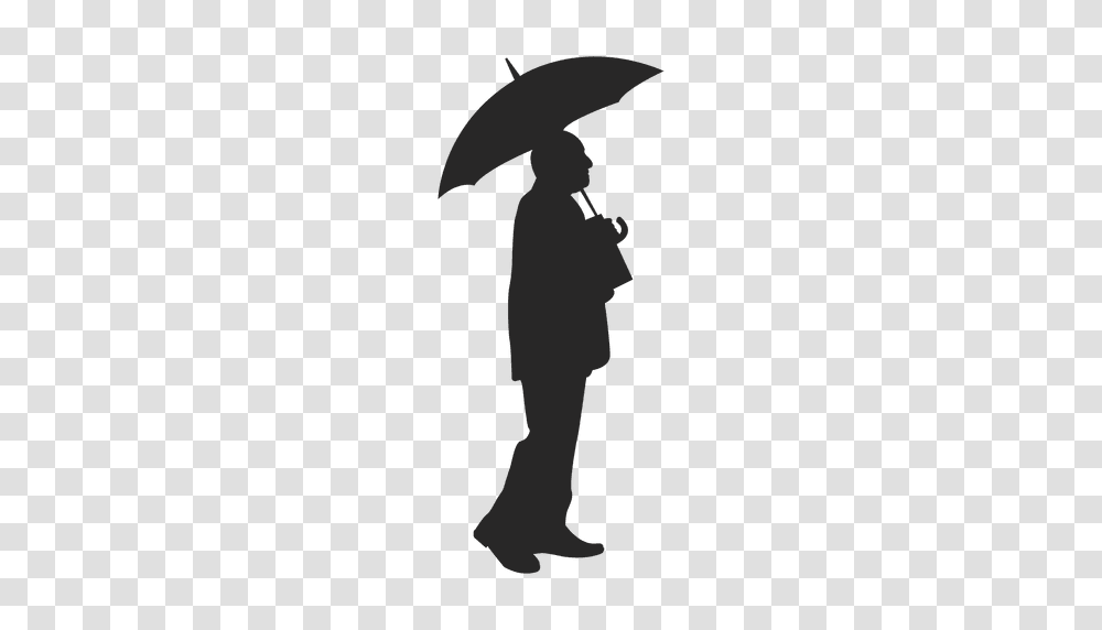 Man Standing With Umbrella, Silhouette, Apparel, Person Transparent Png