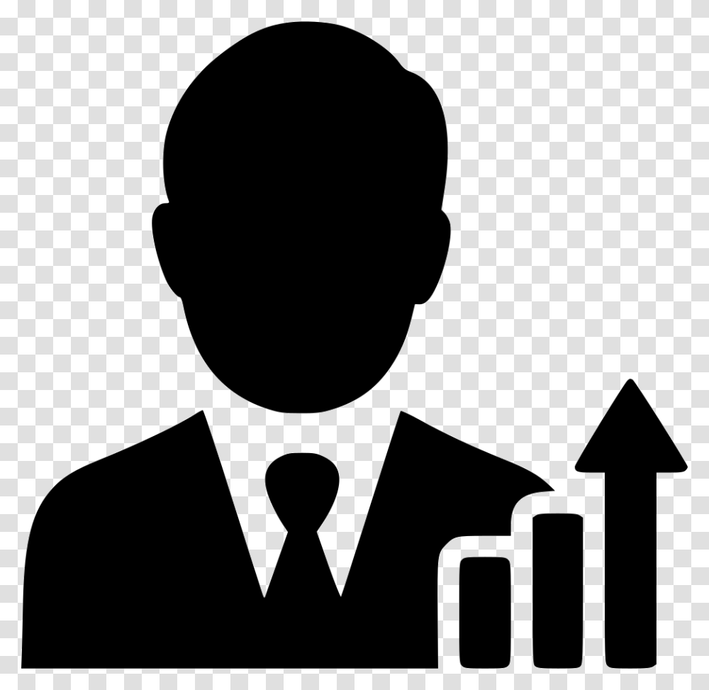 Man Statistics Chart Graph Opportunity Increase Businessman Icon, Silhouette, Stencil, Crowd Transparent Png