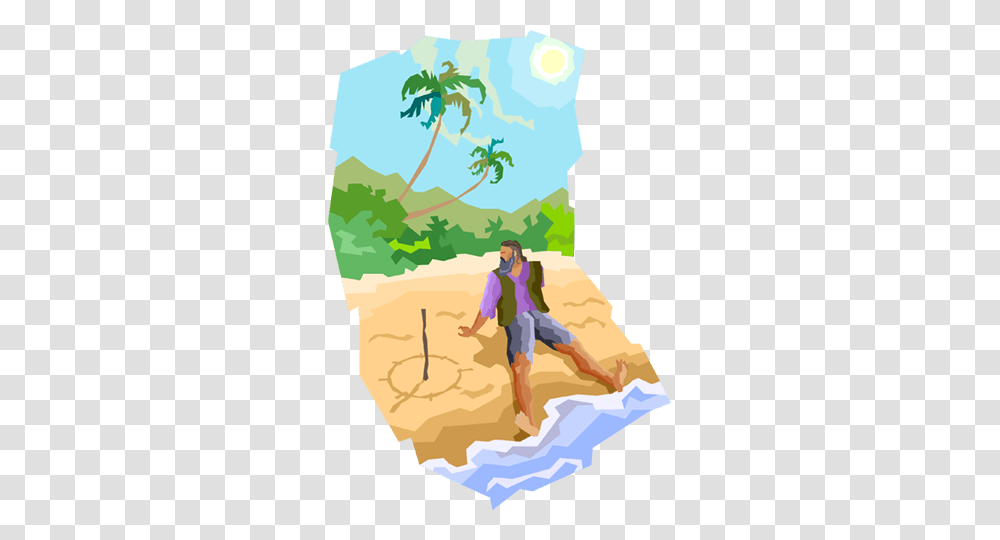 Man Stranded On A Deserted Island Royalty Free Vector Clip Art, Person, Nature, Poster, Outdoors Transparent Png