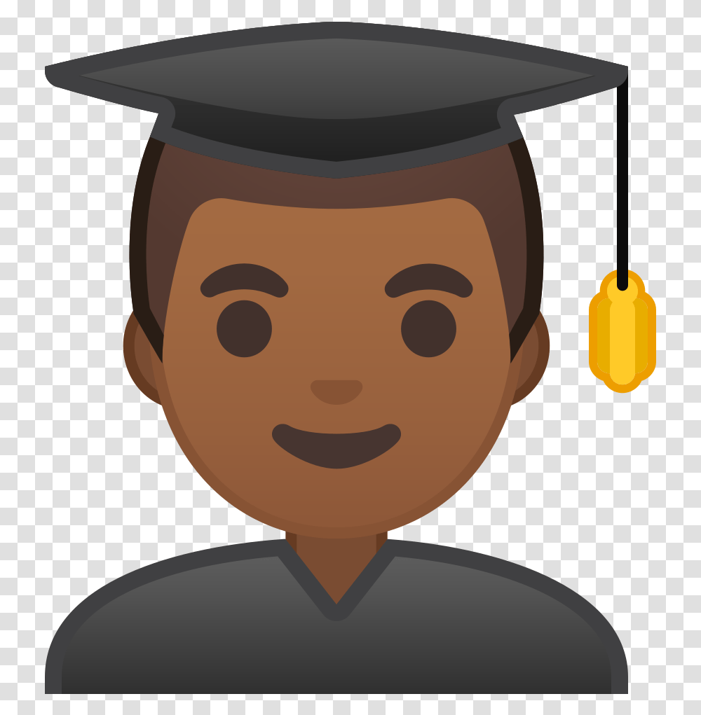 Man Student Medium Dark Skin Tone Icon Student Emoji, Graduation Transparent Png