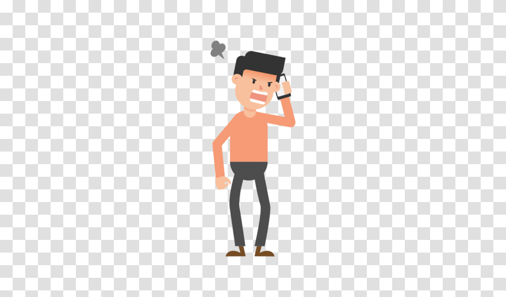 Man Talking Angry On The Phone Cartoon Vector, Standing, Person, Human, Pants Transparent Png