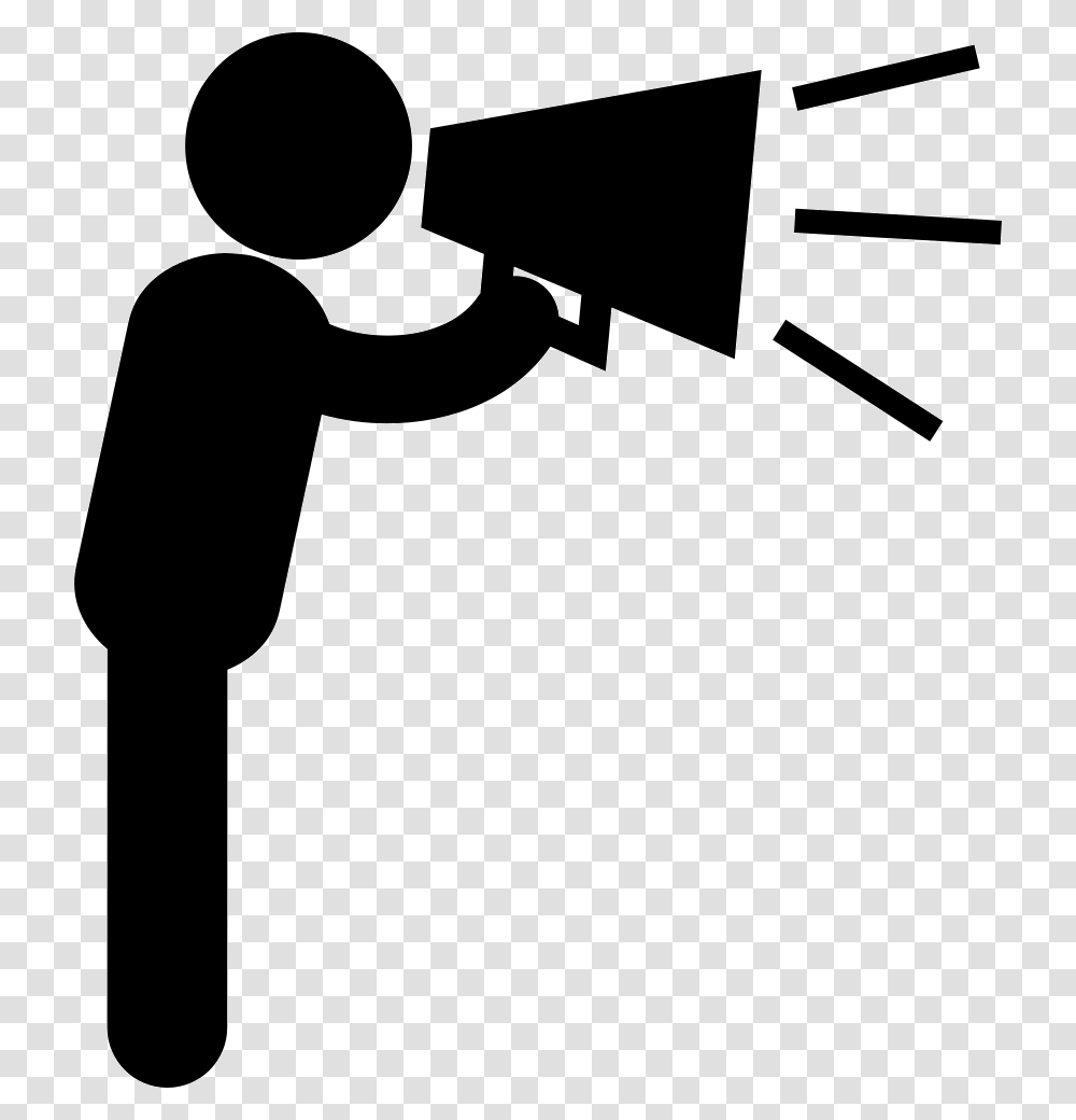 Man Talking By Speaker Person With Speaker Icon, Hammer, Tool, Electronics, Stencil Transparent Png