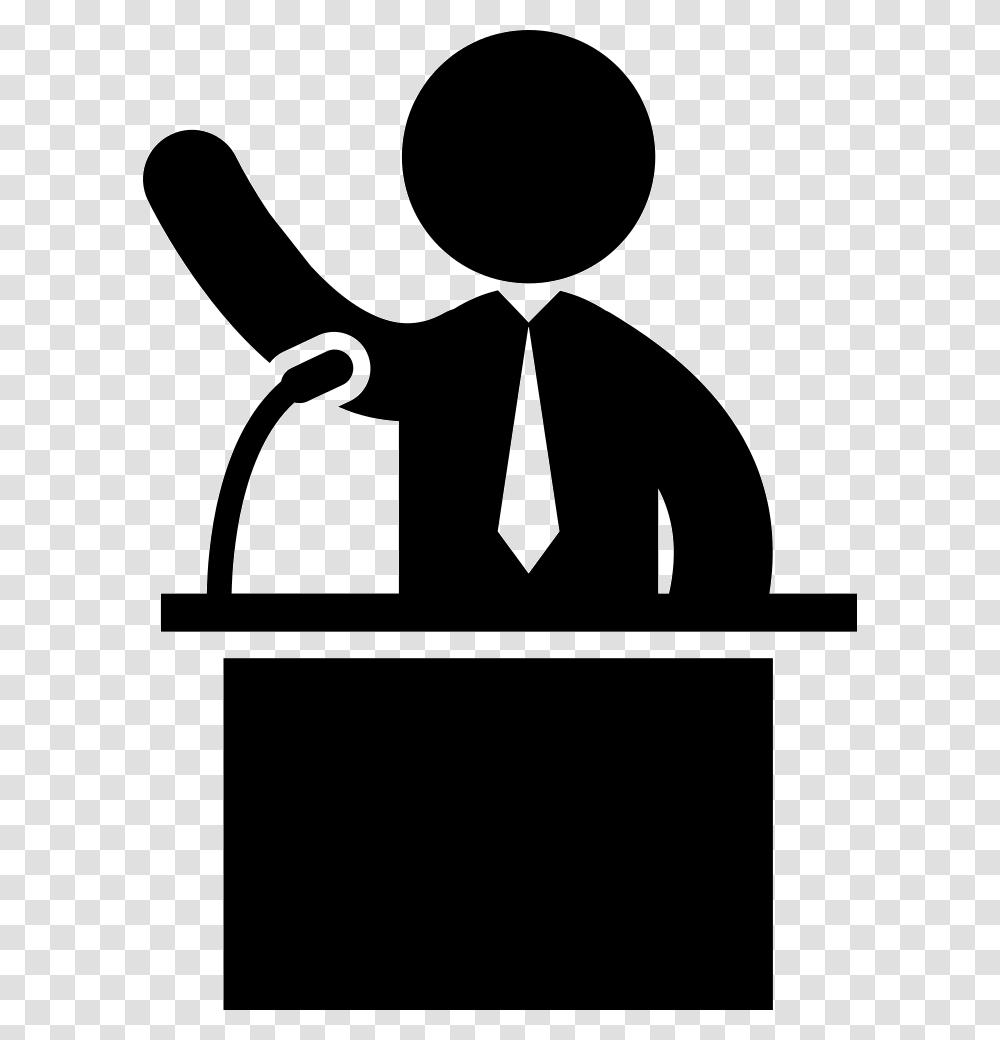 Man Talking On Business Presentation Behind A Podium Public Speaking Clipart, Stencil, Silhouette, Crowd Transparent Png