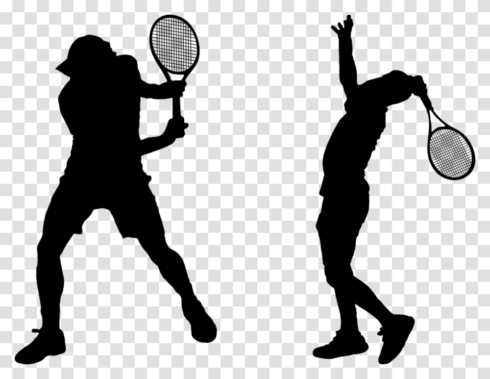 Man Tennis Silhouette Male Guy Sports Athlete Soft Tennis, Gray, World Of Warcraft Transparent Png