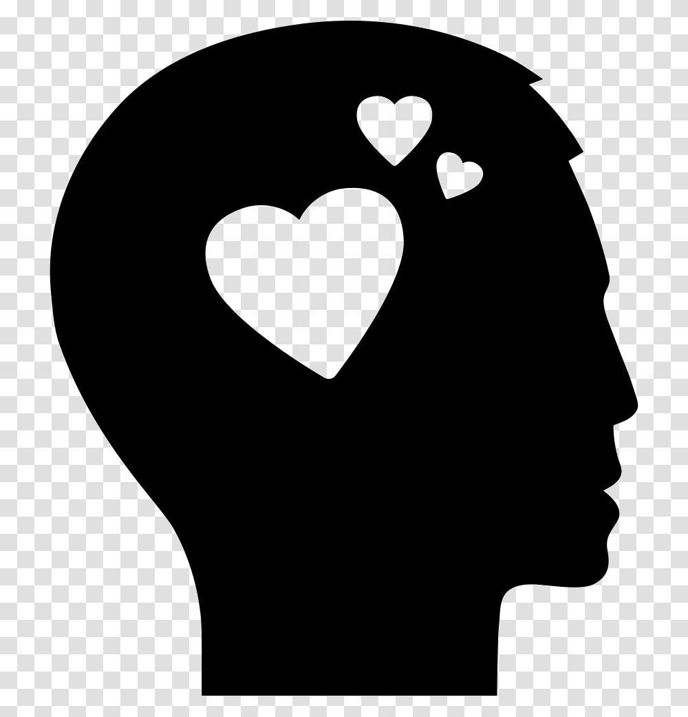 Man Thinking About Love Mental Illness Icon, Stencil, Face, Silhouette, Heart Transparent Png